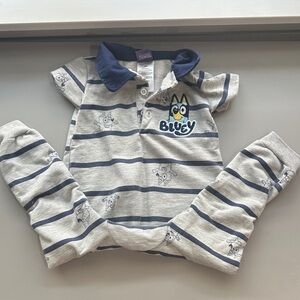 Striped Polo Jumpsuit – Navy & Gray